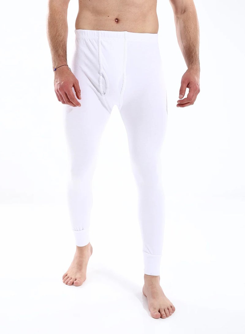 Cottonil Men's Interlock Cotton Thermal Long Johns, White, Full Length Base Layer Underwear - Image 1